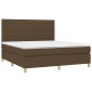 vidaXL Κρεβάτι Boxspring με Στρώμα & LED Σκ.Καφέ 180x200εκ. Υφασμάτινο