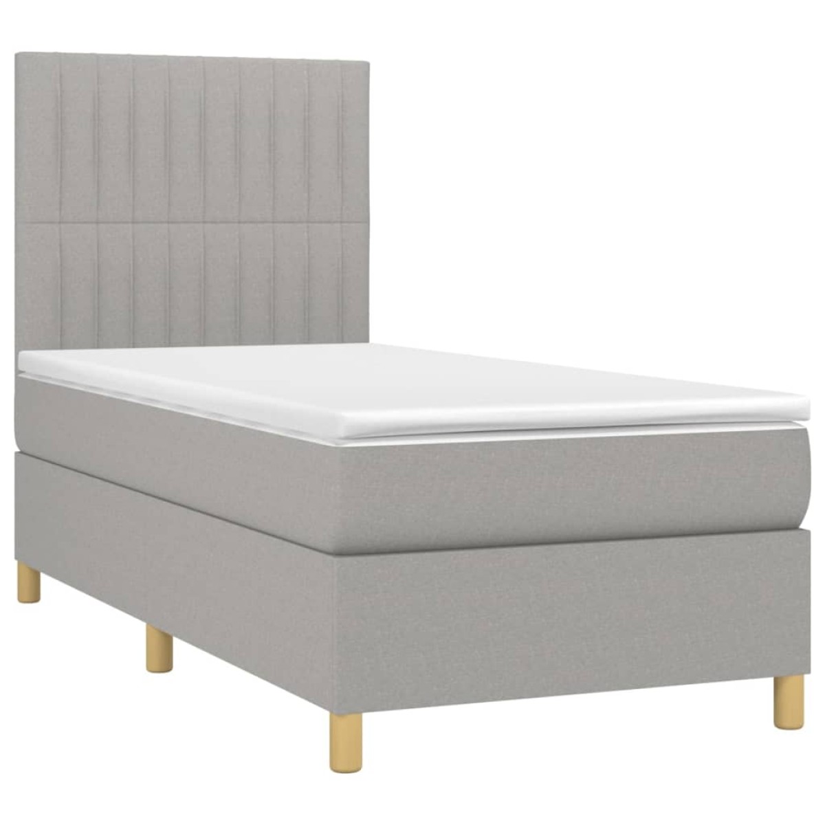 vidaXL Κρεβάτι Boxspring με Στρώμα & LED Αν.Γκρι 80x200 εκ. Υφασμάτινο