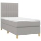 vidaXL Κρεβάτι Boxspring με Στρώμα & LED Αν.Γκρι 80x200 εκ. Υφασμάτινο
