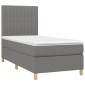 vidaXL Κρεβάτι Boxspring με Στρώμα & LED Σκ.Γκρι 80x200 εκ. Υφασμάτινο