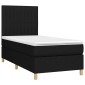 vidaXL Κρεβάτι Boxspring με Στρώμα & LED Μαύρο 80x200 εκ. Υφασμάτινο