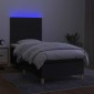 vidaXL Κρεβάτι Boxspring με Στρώμα & LED Μαύρο 80x200 εκ. Υφασμάτινο