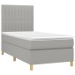 vidaXL Κρεβάτι Boxspring με Στρώμα & LED Αν.Γκρι 90x190 εκ. Υφασμάτινο