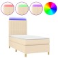 vidaXL Κρεβάτι Boxspring με Στρώμα & LED Κρεμ 100x200 εκ. Υφασμάτινο