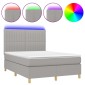 vidaXL Κρεβάτι Boxspring με Στρώμα & LED Αν.Γκρι 140x200εκ. Υφασμάτινο