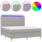 vidaXL Κρεβάτι Boxspring με Στρώμα & LED Αν.Γκρι 160x200εκ. Υφασμάτινο