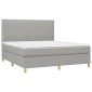 vidaXL Κρεβάτι Boxspring με Στρώμα & LED Αν.Γκρι 160x200εκ. Υφασμάτινο