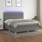 vidaXL Κρεβάτι Boxspring με Στρώμα & LED Σκ.Γκρι 160x200 εκ Υφασμάτινο