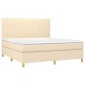 vidaXL Κρεβάτι Boxspring με Στρώμα & LED Κρεμ 160x200 εκ. Υφασμάτινο