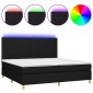 vidaXL Κρεβάτι Boxspring με Στρώμα & LED Μαύρο 200x200 εκ. Υφασμάτινο