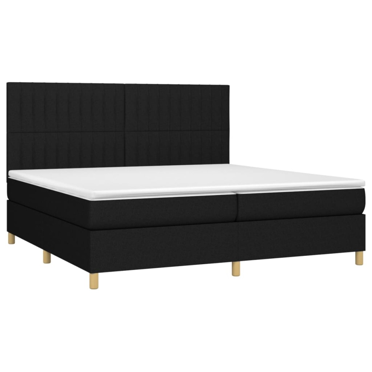 vidaXL Κρεβάτι Boxspring με Στρώμα & LED Μαύρο 200x200 εκ. Υφασμάτινο