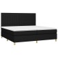 vidaXL Κρεβάτι Boxspring με Στρώμα & LED Μαύρο 200x200 εκ. Υφασμάτινο