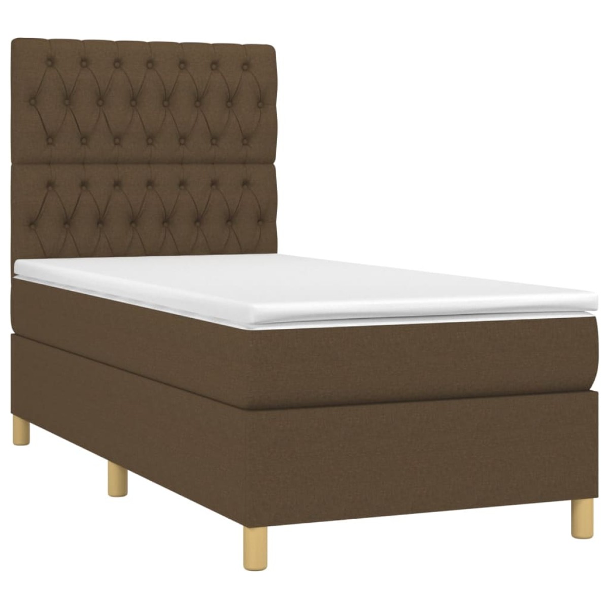vidaXL Κρεβάτι Boxspring με Στρώμα & LED Σκ.Καφέ 90x190 εκ. Υφασμάτινο