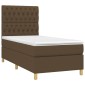 vidaXL Κρεβάτι Boxspring με Στρώμα & LED Σκ.Καφέ 90x190 εκ. Υφασμάτινο