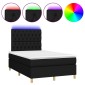 vidaXL Κρεβάτι Boxspring με Στρώμα & LED Μαύρο 120x200 εκ. Υφασμάτινο