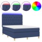 vidaXL Κρεβάτι Boxspring με Στρώμα & LED Μπλε 140x190 εκ. Υφασμάτινο