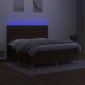 vidaXL Κρεβάτι Boxspring με Στρώμα & LED Σκ.Καφέ 180x200εκ. Υφασμάτινο