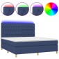 vidaXL Κρεβάτι Boxspring με Στρώμα & LED Μπλε 180x200 εκ. Υφασμάτινο