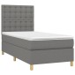vidaXL Κρεβάτι Boxspring με Στρώμα & LED Σκ.Γκρι 100x200 εκ Υφασμάτινο