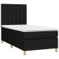 vidaXL Κρεβάτι Boxspring με Στρώμα & LED Μαύρο 100x200 εκ. Υφασμάτινο