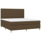 vidaXL Κρεβάτι Boxspring με Στρώμα & LED Σκ.Καφέ 180x200εκ. Υφασμάτινο