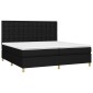 vidaXL Κρεβάτι Boxspring με Στρώμα & LED Μαύρο 200x200 εκ. Υφασμάτινο