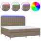 vidaXL Κρεβάτι Boxspring με Στρώμα & LED Taupe 200x200 εκ. Υφασμάτινο