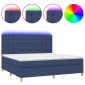 vidaXL Κρεβάτι Boxspring με Στρώμα & LED Μπλε 200x200 εκ. Υφασμάτινο