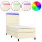 vidaXL Κρεβάτι Boxspring με Στρώμα & LED Κρεμ 80x200 εκ. Συνθ. Δέρμα