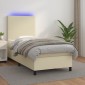 vidaXL Κρεβάτι Boxspring με Στρώμα & LED Κρεμ 80x200 εκ. Συνθ. Δέρμα