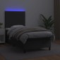 vidaXL Κρεβάτι Boxspring με Στρώμα & LED Μαύρο 90x190 εκ. Συνθ. Δέρμα