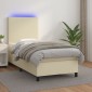 vidaXL Κρεβάτι Boxspring με Στρώμα & LED Κρεμ 90x190 εκ. Συνθ. Δέρμα