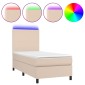 vidaXL Κρεβάτι Boxspring Στρώμα&LED Καπουτσίνο 90x200 εκ. Συνθ. Δέρμα