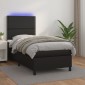vidaXL Κρεβάτι Boxspring με Στρώμα & LED Μαύρο 90x190 εκ. Συνθ. Δέρμα