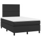 vidaXL Κρεβάτι Boxspring με Στρώμα & LED Μαύρο 120x200 εκ. Συνθ. Δέρμα