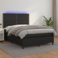 vidaXL Κρεβάτι Boxspring με Στρώμα & LED Μαύρο 140x200 εκ. Συνθ. Δέρμα