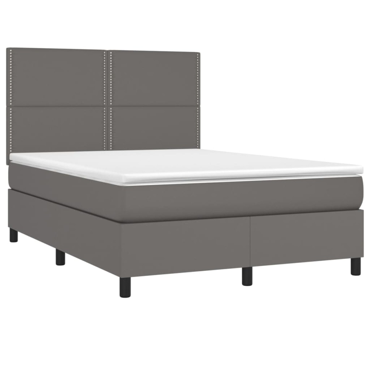 vidaXL Κρεβάτι Boxspring με Στρώμα & LED Γκρι 140x200 εκ. Συνθ. Δέρμα
