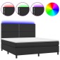vidaXL Κρεβάτι Boxspring με Στρώμα & LED Μαύρο 180x200 εκ. Συνθ. Δέρμα