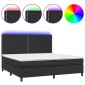 vidaXL Κρεβάτι Boxspring με Στρώμα & LED Μαύρο 200x200 εκ. Συνθ. Δέρμα