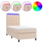 vidaXL Κρεβάτι Boxspring Στρώμα&LED Καπουτσίνο 90x190 εκ. Συνθ. Δέρμα