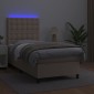 vidaXL Κρεβάτι Boxspring Στρώμα&LED Καπουτσίνο 90x190 εκ. Συνθ. Δέρμα