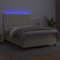 vidaXL Κρεβάτι Boxspring με Στρώμα & LED Κρεμ 140x190 εκ. Συνθ. Δέρμα