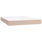 vidaXL Κρεβάτι Boxspring Στρώμα&LED Καπουτσίνο 140x190 εκ. Συνθ. Δέρμα