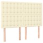 vidaXL Κρεβάτι Boxspring με Στρώμα & LED Κρεμ 140x200 εκ. Συνθ. Δέρμα