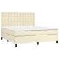 vidaXL Κρεβάτι Boxspring με Στρώμα & LED Κρεμ 180x200 εκ. Συνθ. Δέρμα
