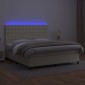 vidaXL Κρεβάτι Boxspring με Στρώμα & LED Κρεμ 180x200 εκ. Συνθ. Δέρμα