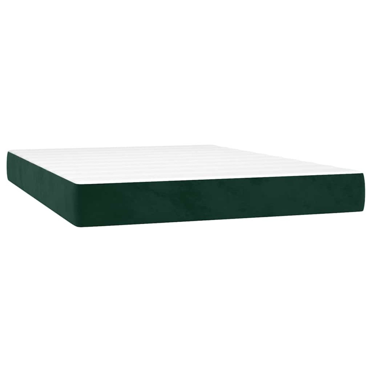 vidaXL Κρεβάτι Boxspring με Στρώμα & LED Σκ. Πράσινο 140x200εκ Βελούδο