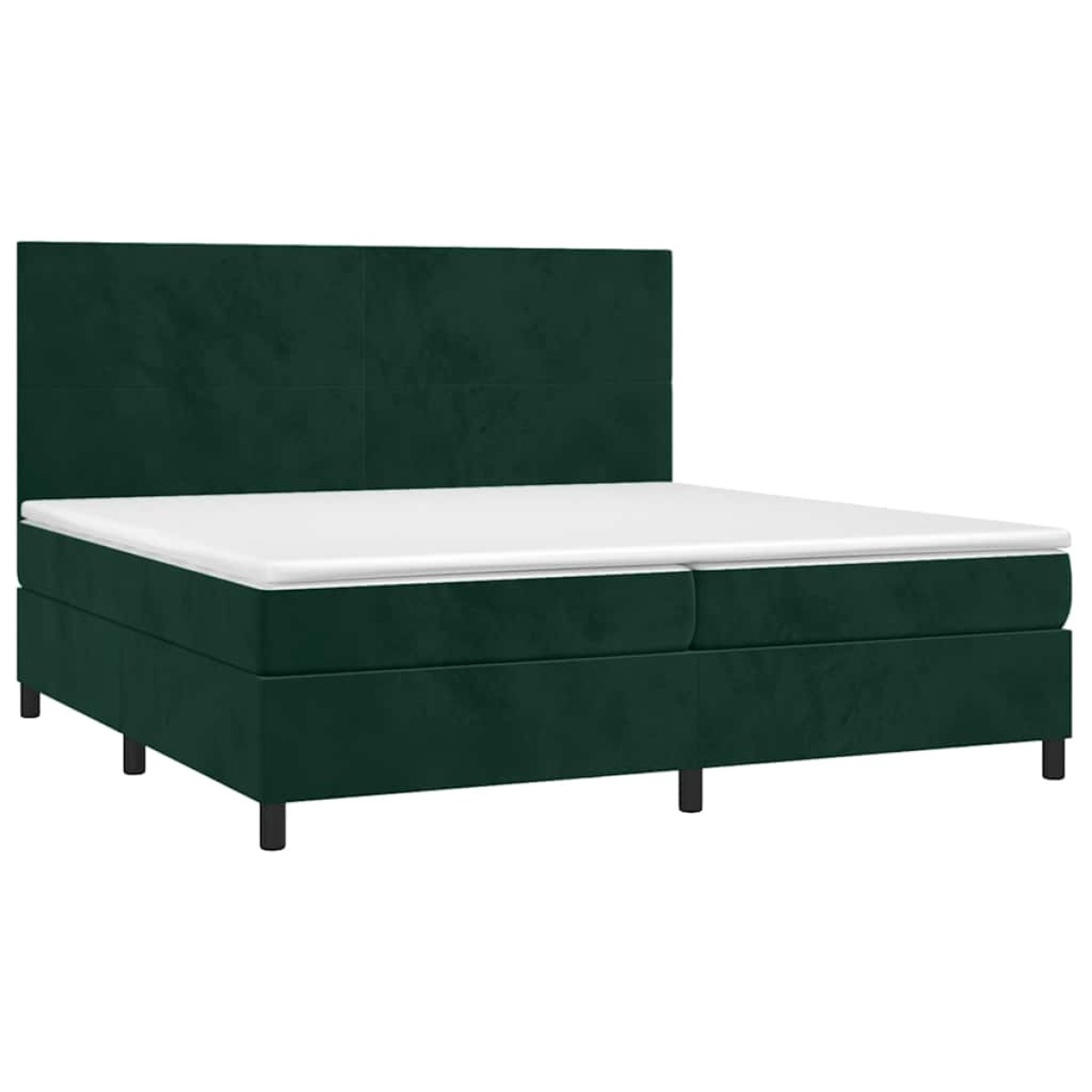 vidaXL Κρεβάτι Boxspring με Στρώμα & LED Σκ. Πράσινο 200x200εκ Βελούδο