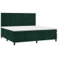 vidaXL Κρεβάτι Boxspring με Στρώμα & LED Σκ. Πράσινο 200x200εκ Βελούδο