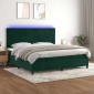 vidaXL Κρεβάτι Boxspring με Στρώμα & LED Σκ. Πράσινο 200x200εκ Βελούδο